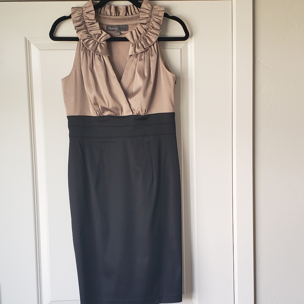 Donna Ricco Ruffled Neckline Empire Waist Dress